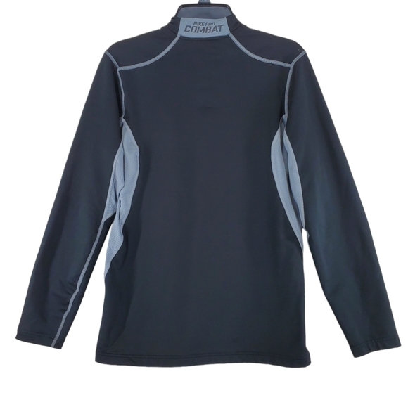 Nike Pro Combat Shirt Mens M Hyperwarm Dri-Fit Max Black Gray 1/4 Zip Fitted L/S - Picture 13 of 13